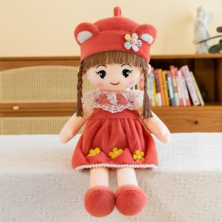 Lalka Szmacianka Miękka Pluszowa Czerwona Sukienka Czapka Z Uszami 45cm