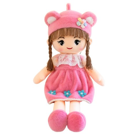 Lalka Szmacianka Miękka Pluszowa Różowa Sukienka Czapka Z Uszami 45cm Lalka Szmacianka Miękka Pluszowa Różowa Sukienka Czapka Z Uszami 45cm