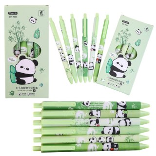 Zestaw Długopisów Panda Bambus Zielone Czarny Tusz 0,5mm 6szt