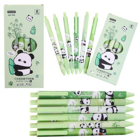 Zestaw Długopisów Panda Bambus Zielone Czarny Tusz 0,5mm 6szt Zestaw Długopisów Panda Bambus Zielone Czarny Tusz 0,5mm 6szt