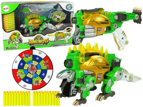 Dinobots 2w1 Dinozaur Pistolet na Strzałki Zielony Stegosaurus Tarcza Dinobots 2w1 Dinozaur Pistolet na Strzałki Zielony Stegosaurus Tarcza