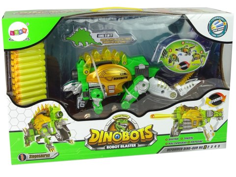 Dinobots 2w1 Dinozaur Pistolet na Strzałki Zielony Stegosaurus Tarcza Dinobots 2w1 Dinozaur Pistolet na Strzałki Zielony Stegosaurus Tarcza