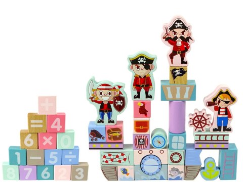 Drewniane Klocki Zamek Piraci Okręt 46 Elementów Puzzle Liczby Drewniane Klocki Zamek Piraci Okręt 46 Elementów Puzzle Liczby