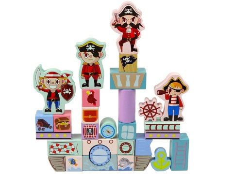 Drewniane Klocki Zamek Piraci Okręt 46 Elementów Puzzle Liczby Drewniane Klocki Zamek Piraci Okręt 46 Elementów Puzzle Liczby