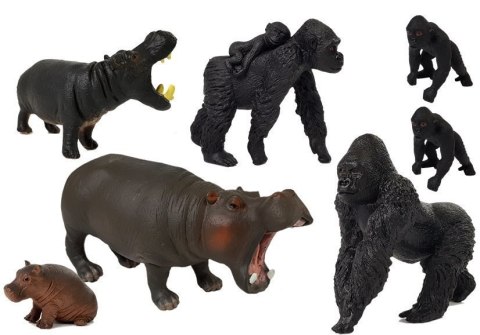 Zestaw Figurek Zwierzęta Safari Hipopotamy Goryle Zestaw Figurek Zwierzęta Safari Hipopotamy Goryle
