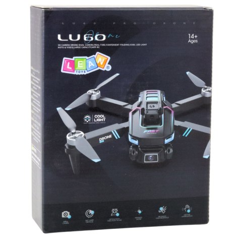 Dron LU60 Podwójna Kamera HD Światła LED Aplikacja Czarny Dron LU60 Podwójna Kamera HD Światła LED Aplikacja Czarny