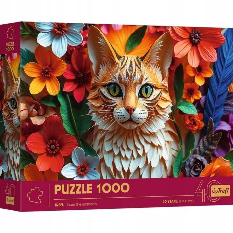 Puzzle z efektem 3D 1000 elementów 40-lecie Trefl - Kot 40040