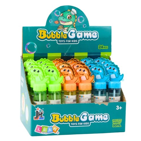 Bańki Mydlane Dinozaur 3 Otwory Do Baniek Mix Kolorów 30ml Bańki Mydlane Dinozaur 3 Otwory Do Baniek Mix Kolorów 30ml