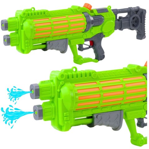 Duży Pistolet Na Wodę Pompowany Mechanicznie Podwójna Dysza Zielony 1250ml