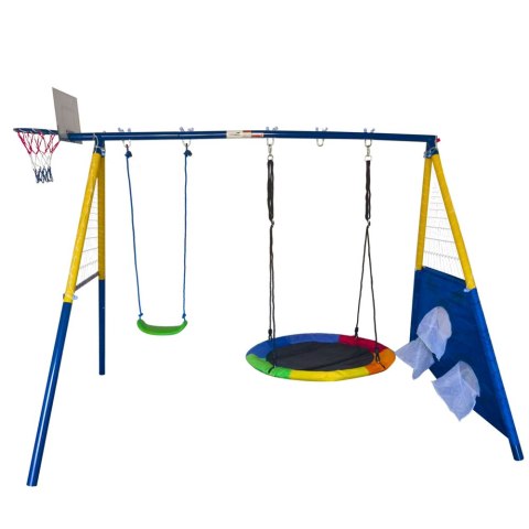Plac Zabaw Wielofunkcyjny 4w1 Huśtawki Kosz Do Gry Mata Celnościowa Plac Zabaw Wielofunkcyjny 4w1 Huśtawki Kosz Do Gry Mata Celnościowa