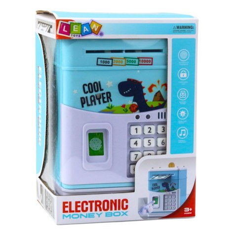 Elektroniczny Sejf Bankomat Skarbonka Na PIN Dla Dzieci Dinozaur Niebieski Elektroniczny Sejf Bankomat Skarbonka Na PIN Dla Dzieci Dinozaur Niebieski