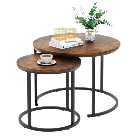 Zestaw Okrągłe Stoliki Kawowe 3w1 Vintage Naturalne Drewno 51cm 40cm 30cm Zestaw Okrągłe Stoliki Kawowe 3w1 Vintage Naturalne Drewno 51cm 40cm 30cm