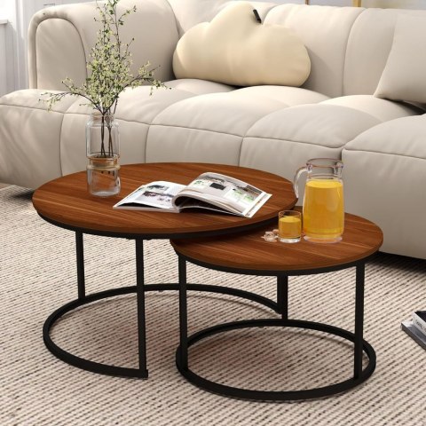Zestaw Okrągłe Stoliki Kawowe 3w1 Vintage Naturalne Drewno 51cm 40cm 30cm Zestaw Okrągłe Stoliki Kawowe 3w1 Vintage Naturalne Drewno 51cm 40cm 30cm