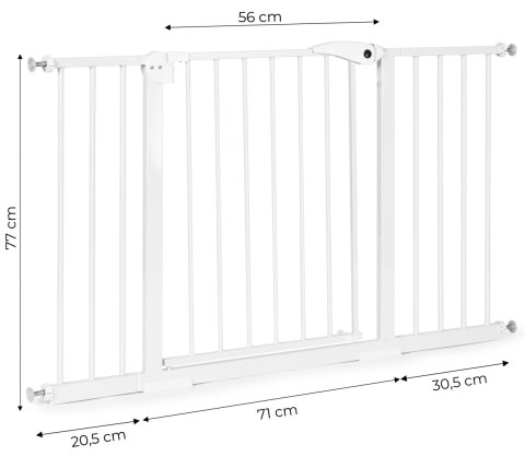 Bramka barierka zabezpieczająca 74-132 cm na schody i drzwi stal dodatkowe panele biała ECOTOYS Bramka barierka zabezpieczająca 74-132 cm na schody i drzwi stal dodatkowe panele biała ECOTOYS