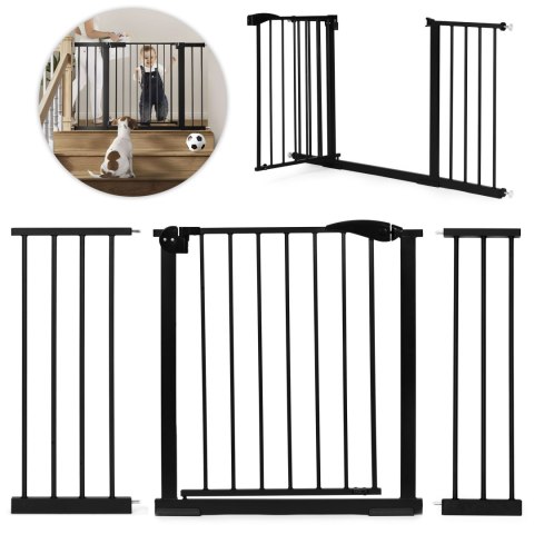 Bramka barierka zabezpieczająca 74-132 cm na schody i drzwi stal dodatkowe panele czarna ECOTOYS Bramka barierka zabezpieczająca 74-132 cm na schody i drzwi stal dodatkowe panele czarna ECOTOYS