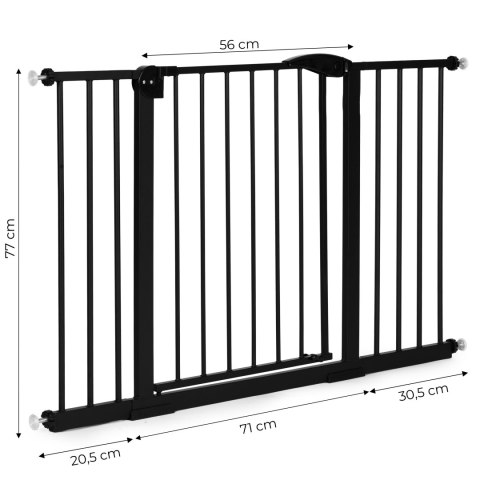 Bramka barierka zabezpieczająca 74-132 cm na schody i drzwi stal dodatkowe panele czarna ECOTOYS Bramka barierka zabezpieczająca 74-132 cm na schody i drzwi stal dodatkowe panele czarna ECOTOYS