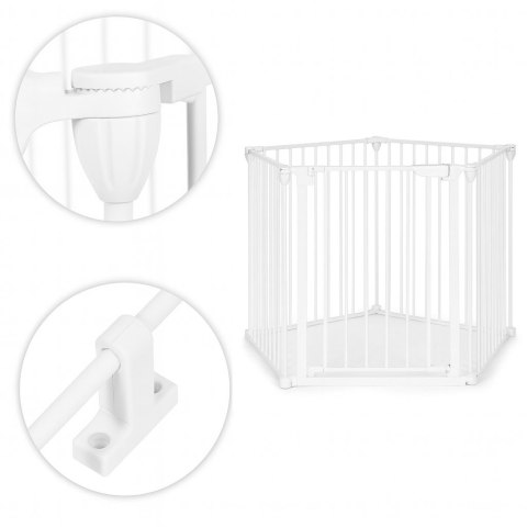 Bramka kojec barierka ochronna dla dzieci i zwierząt 5 paneli 60 cm metal biały ECOTOYS Bramka kojec barierka ochronna dla dzieci i zwierząt 5 paneli 60 cm metal biały ECOTOYS