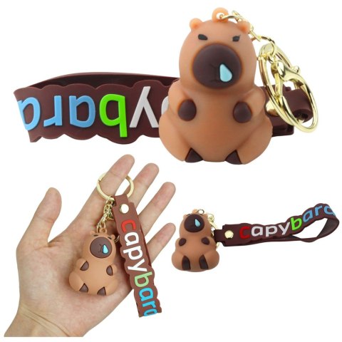 Brelok Figurka Kapibara Brązowa Zawieszka Karabińczyk Kółko Brelok Figurka Kapibara Brązowa Zawieszka Karabińczyk Kółko