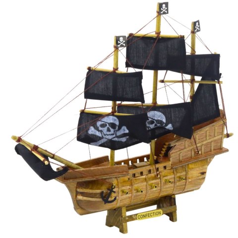Model Kolekcjonerski Dekoracyjny Statek Żaglowiec Piracki Czarny 33x29cm Model Kolekcjonerski Dekoracyjny Statek Żaglowiec Piracki Czarny 33x29cm