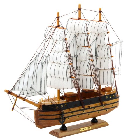 Model Kolekcjonerski Dekoracyjny Statek Żaglowiec Trójmasztowy Biały 39x36cm Model Kolekcjonerski Dekoracyjny Statek Żaglowiec Trójmasztowy Biały 39x36cm