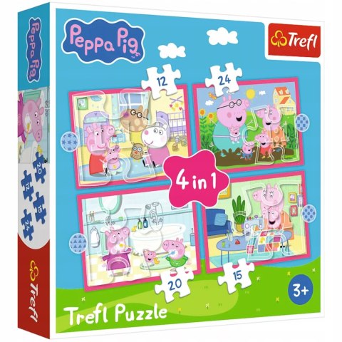 Puzzle 4 w 1 Świnka Peppa Peppa uwielbia przygody Trefl 34672 Puzzle 4 w 1 Świnka Peppa Peppa uwielbia przygody Trefl 34672
