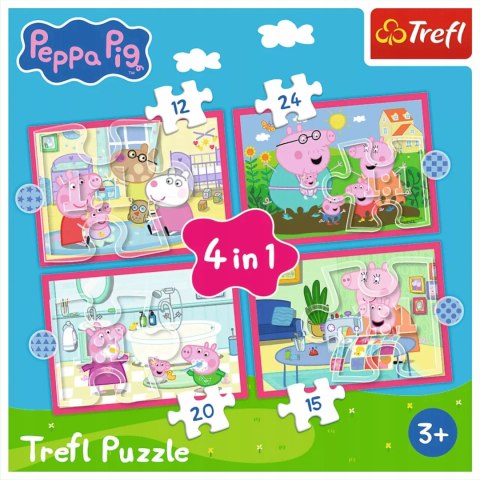 Puzzle 4 w 1 Świnka Peppa Peppa uwielbia przygody Trefl 34672 Puzzle 4 w 1 Świnka Peppa Peppa uwielbia przygody Trefl 34672