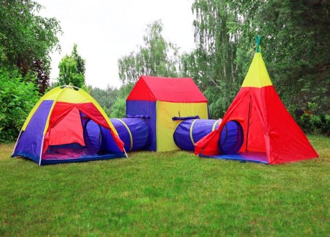 Zestaw namiotów dla dzieci 5w1 domek + tunele IPLAY Zestaw namiotów dla dzieci 5w1 domek + tunele IPLAY