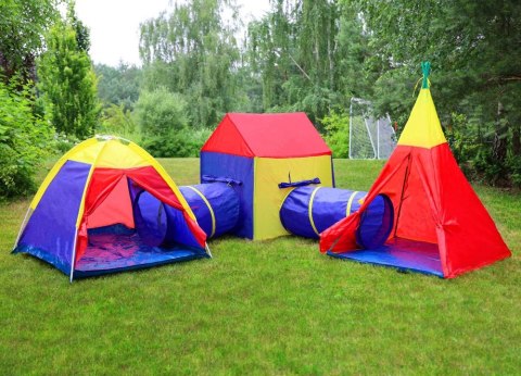 Zestaw namiotów dla dzieci 5w1 domek + tunele IPLAY Zestaw namiotów dla dzieci 5w1 domek + tunele IPLAY