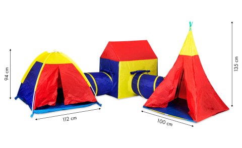 Zestaw namiotów dla dzieci 5w1 domek + tunele IPLAY Zestaw namiotów dla dzieci 5w1 domek + tunele IPLAY