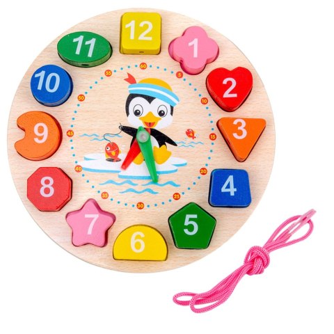 Drewniany Zegar Edukacyjny Montessori Nauka Godzin Klocki Do Nawlekania Drewniany Zegar Edukacyjny Montessori Nauka Godzin Klocki Do Nawlekania