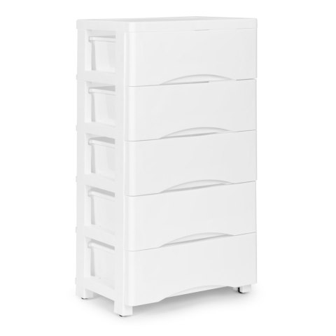 Regał z 5 wysuwanymi szufladami nogi z kółkami biały ModernHome Regał z 5 wysuwanymi szufladami nogi z kółkami biały ModernHome