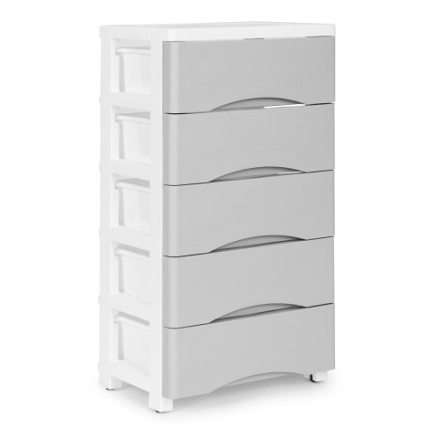 Regał z 5 wysuwanymi szufladami nogi z kółkami szary ModernHome Regał z 5 wysuwanymi szufladami nogi z kółkami szary ModernHome