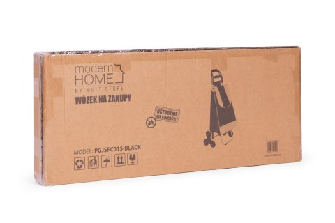 Wózek na zakupy torba 25 litrów na 6 kółkach metalowy stelaż czarny ModernHome Wózek na zakupy torba 25 litrów na 6 kółkach metalowy stelaż czarny ModernHome