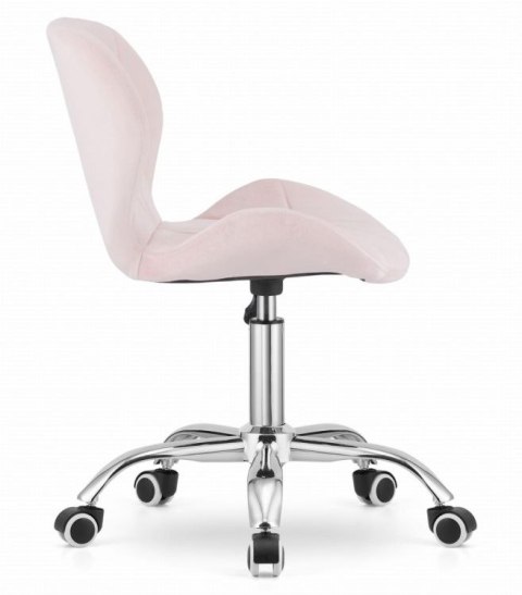 Krzesło obrotowe biurowe z szerokim oparciem welur aksamit różowe