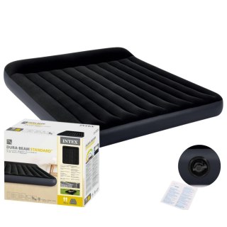 Duży materac dmuchany dwuosobowy 203x183x25 cm łóżko z zagłówkiem INTEX 64144