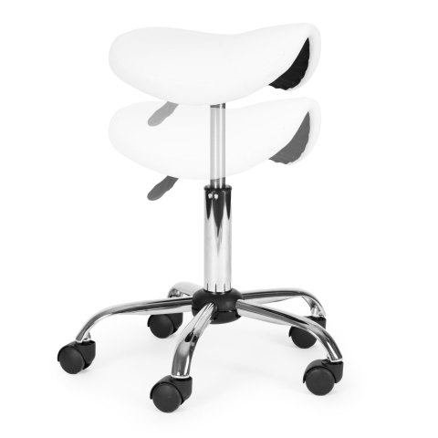 Stołek obrotowy siodło taboret kosmetyczny medyczny fotel regulowany biały ModernHome