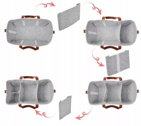 Duży Filcowy Organizer Szary XXL Dla Mamy i Maluszka Na Pieluszki i Akcesoria TF1