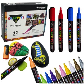 Zestaw Pisaków Flamastrów Akrylowych Intensywne Kolory 12szt