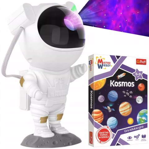 Zestaw Trefl Mistrz Wiedzy Kosmos gra edukacyjna + duży projektor astronauta